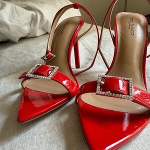 Tony Bianco Red Strappy Heels with Buckle